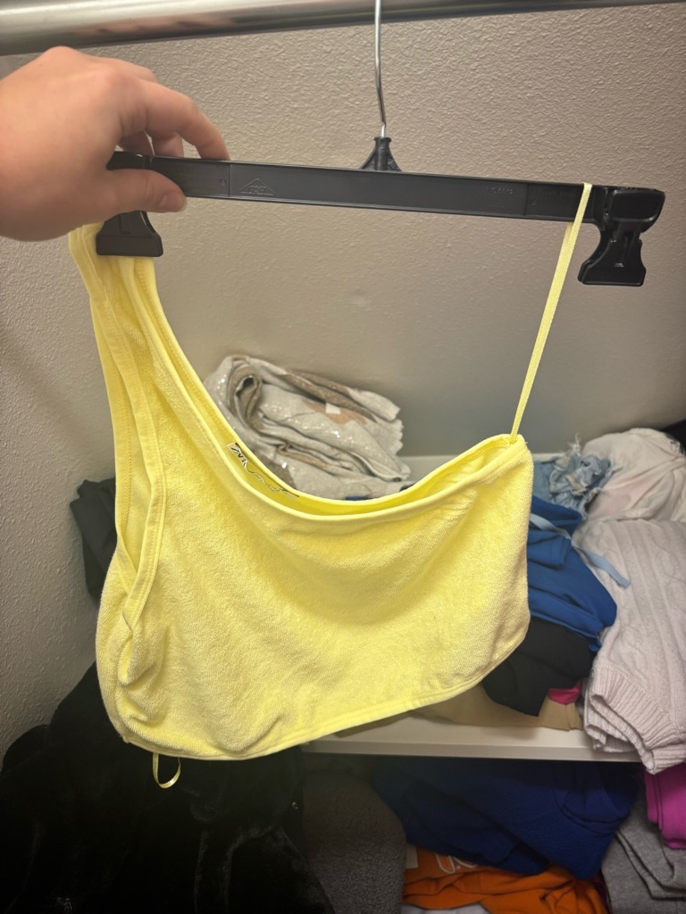 Yellow One-Shoulder ZARA Terry Cloth Crop Top